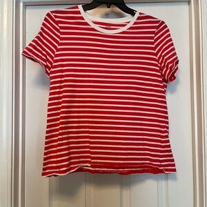 crown & ivy Red and White Striped Short Sleeve Tee